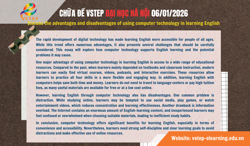 Chữa Đề VSTEP Đại học Hà Nội 06/01/2026 