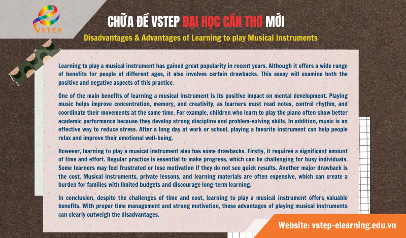 Chữa đề thi VSTEP CTU (B1-B2) Musical instrument