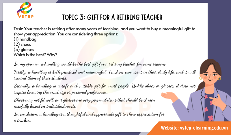 VSTEP Speaking Topic: Gift for a Retiring Teacher