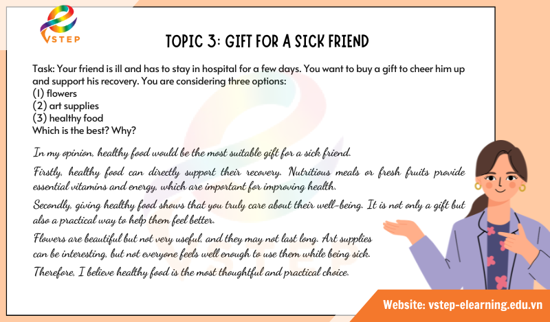 VSTEP Speaking Topic: Gift for a Sick Friend